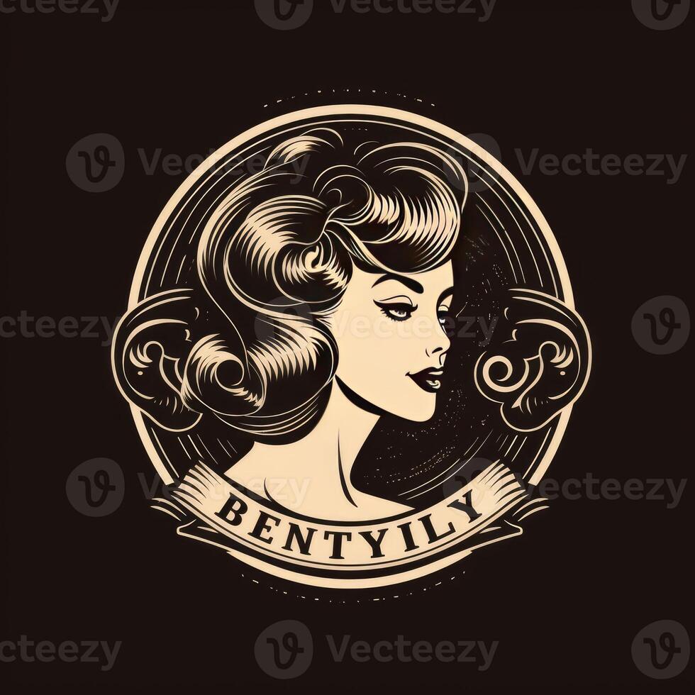 beauty logo on black background generative AI 23140984 Stock Photo at ...