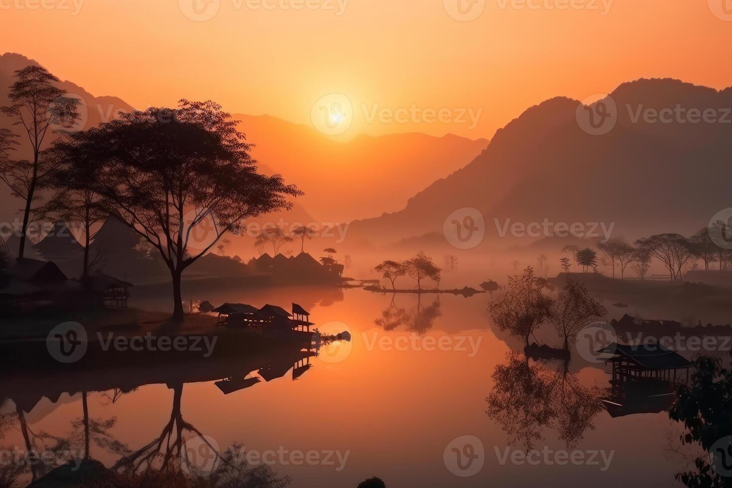 View of beautiful asian landscape photo
