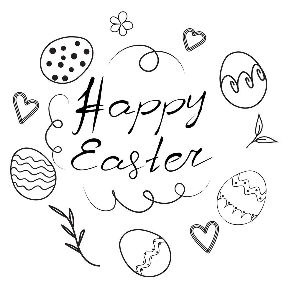 Black and white vector illustration on the theme of easter