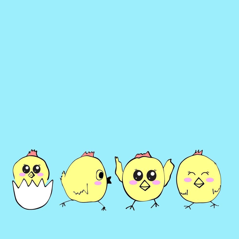 Simple Easter cards with cute chicks for icons. vector