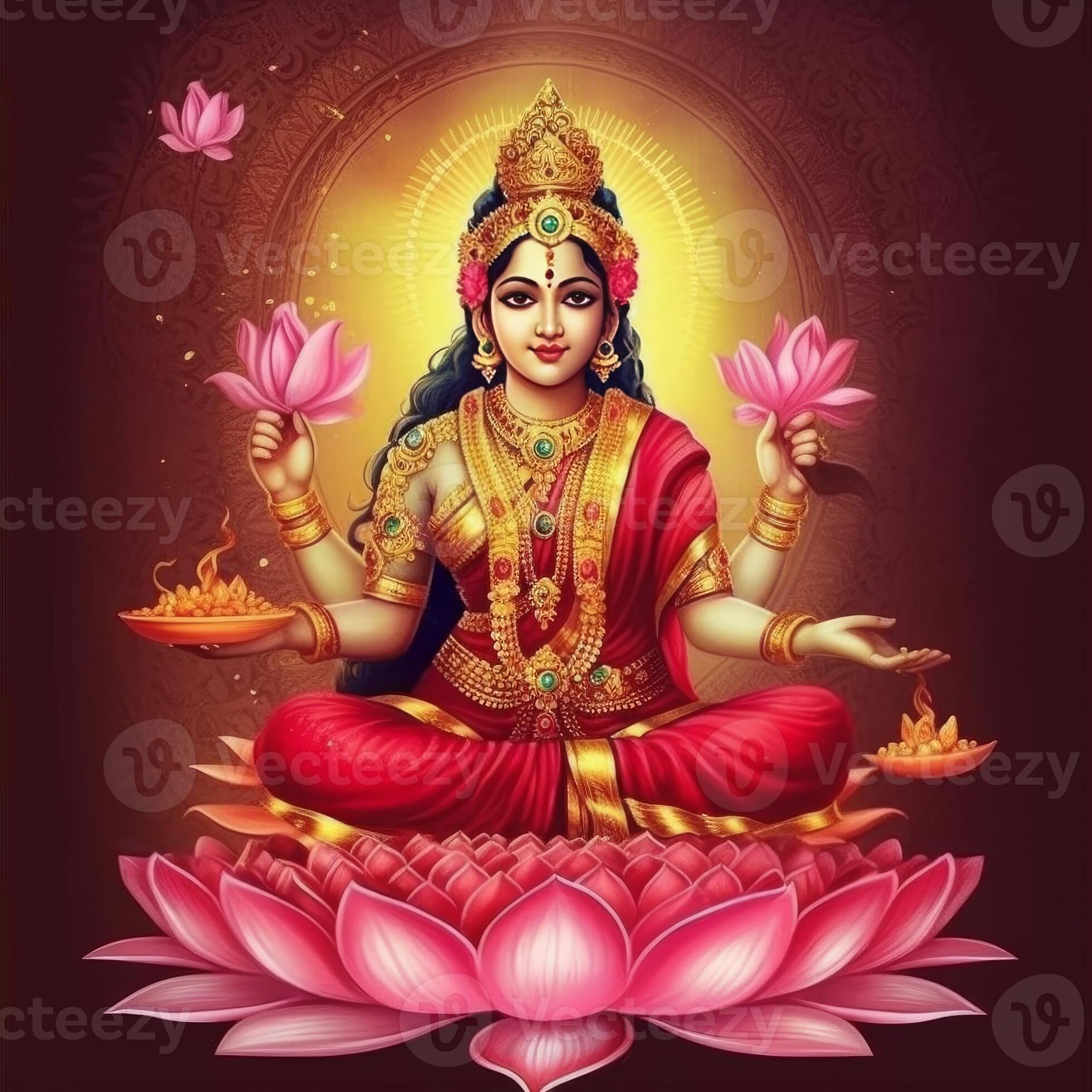 Maha Lakshmi Images Download Mah Laxmi Goddess On Lotus Images 23141085 beautiful-diwali-pooja-decoration-ideas
