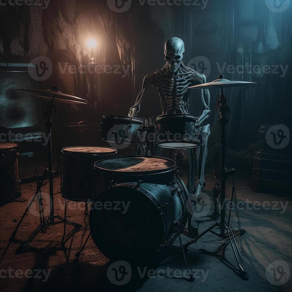 drum set psychedelic horror xenomorph ghost image photo
