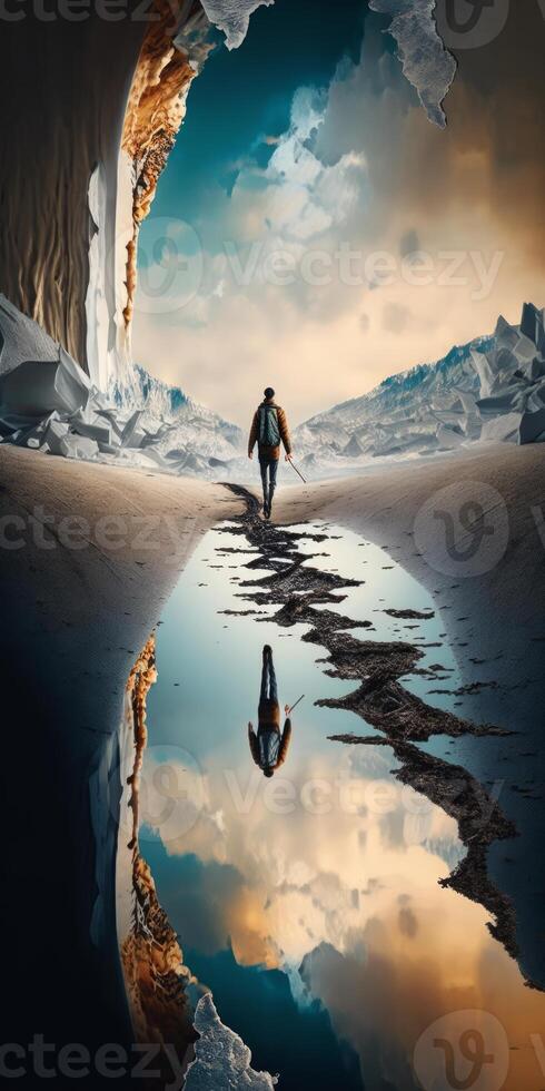 walking on a the edge of a dream image photo
