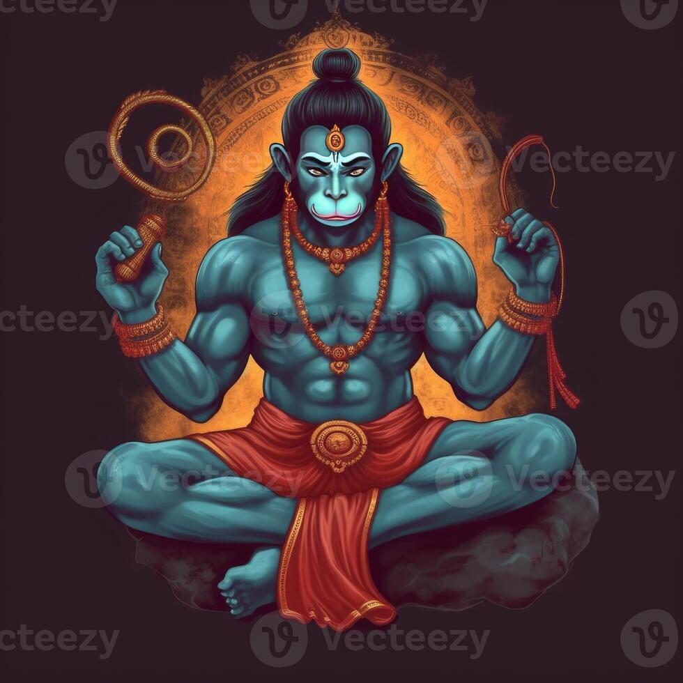 God Hanuman in meditation images photo