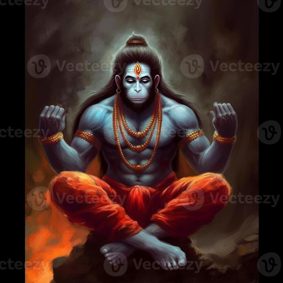God Hanuman in meditation images photo