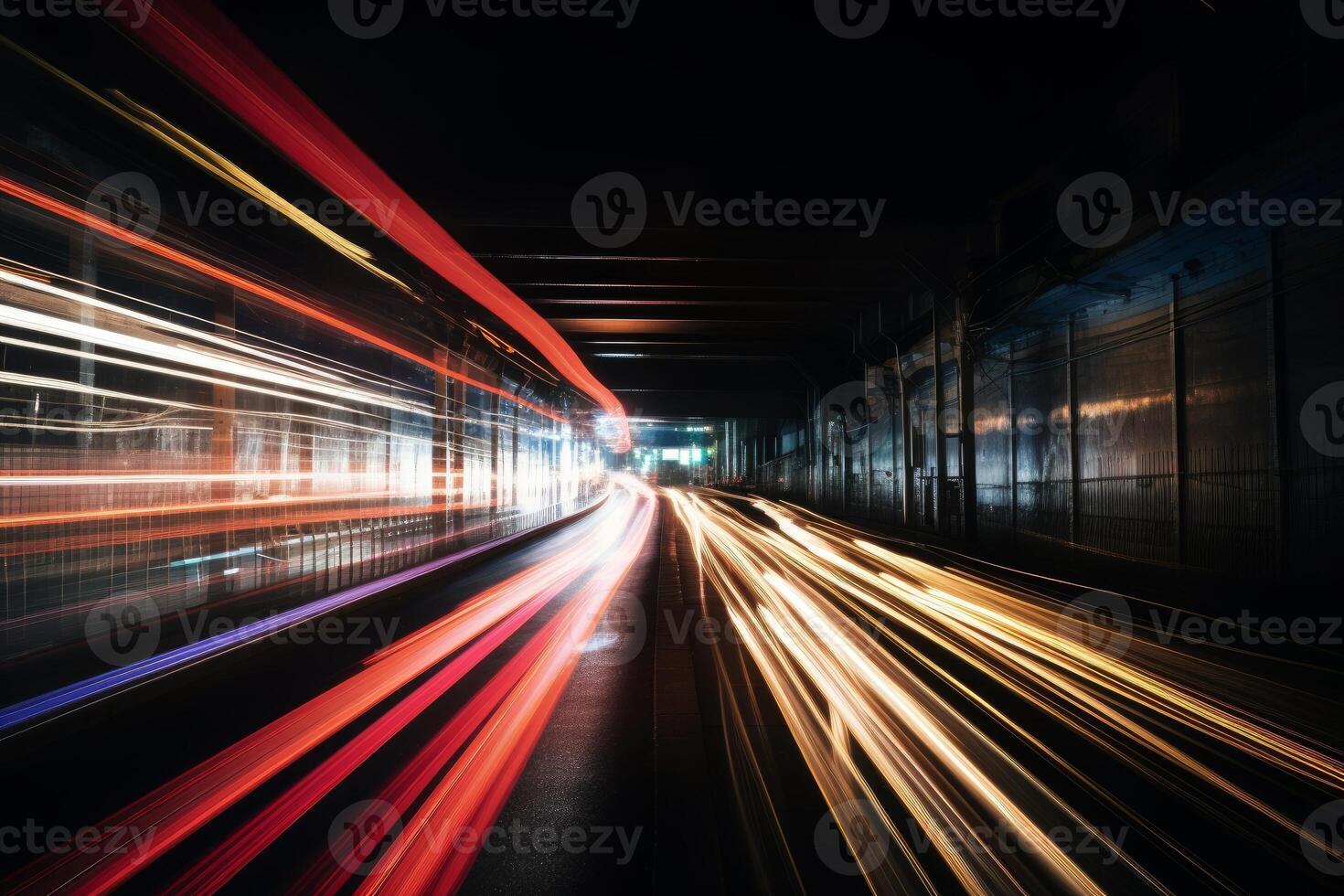 dark image of long exposure dynamic speed light trails photo