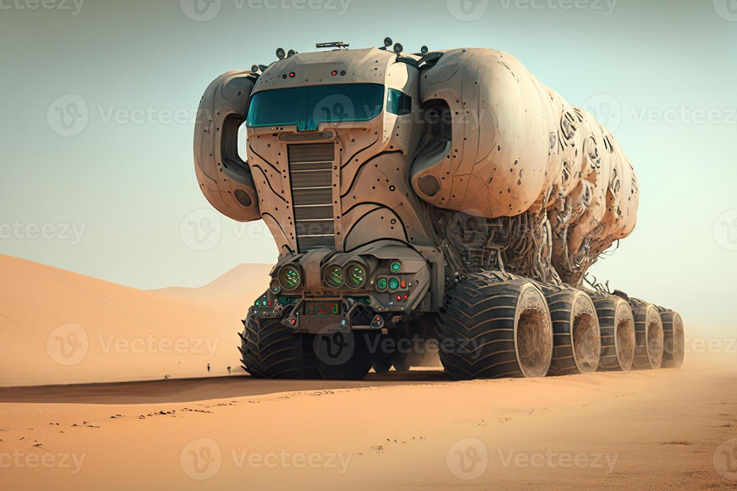 Strange mars truck in the desert, illustration photo