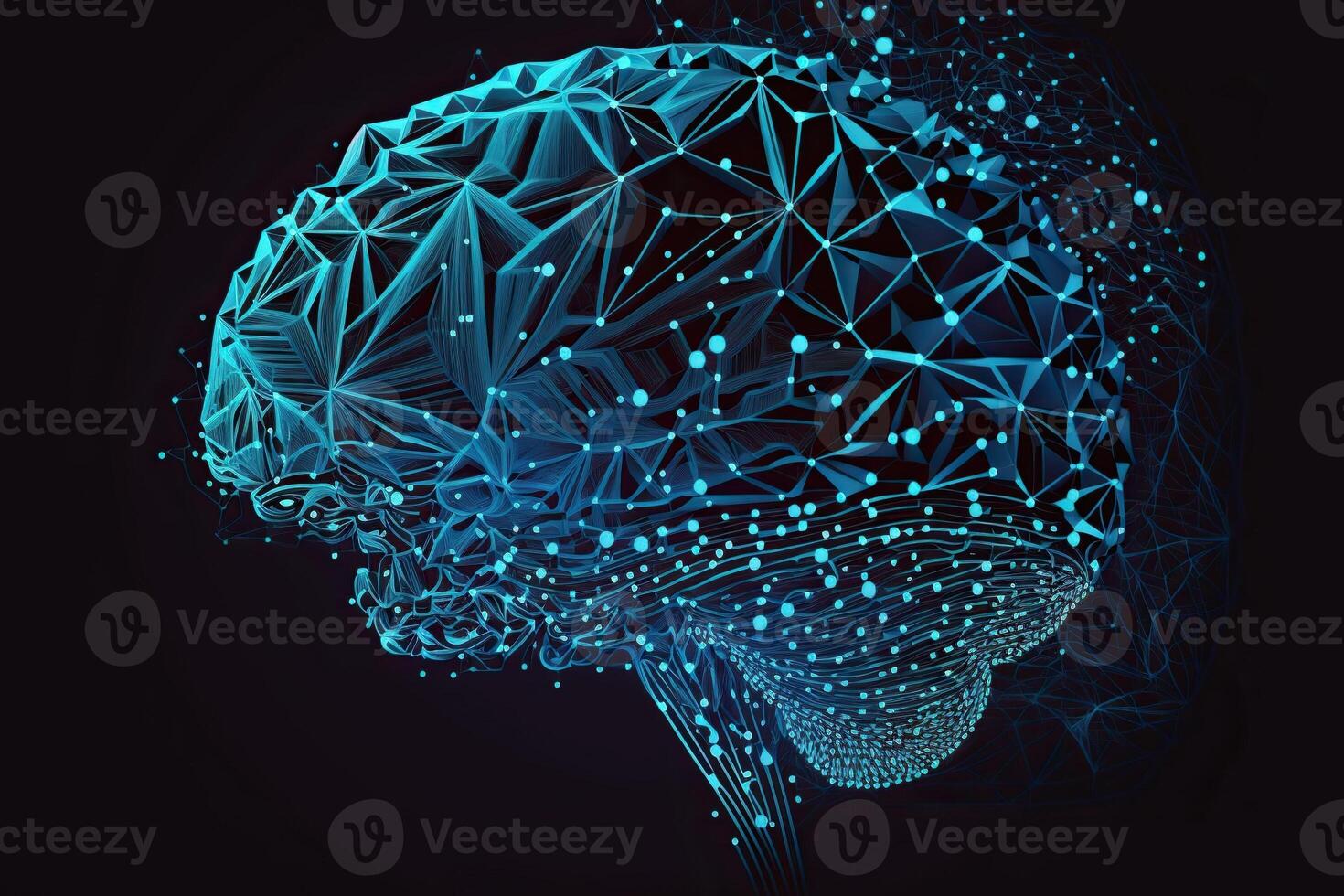 brain concept of artificial intelligence on black background, illustration, photo