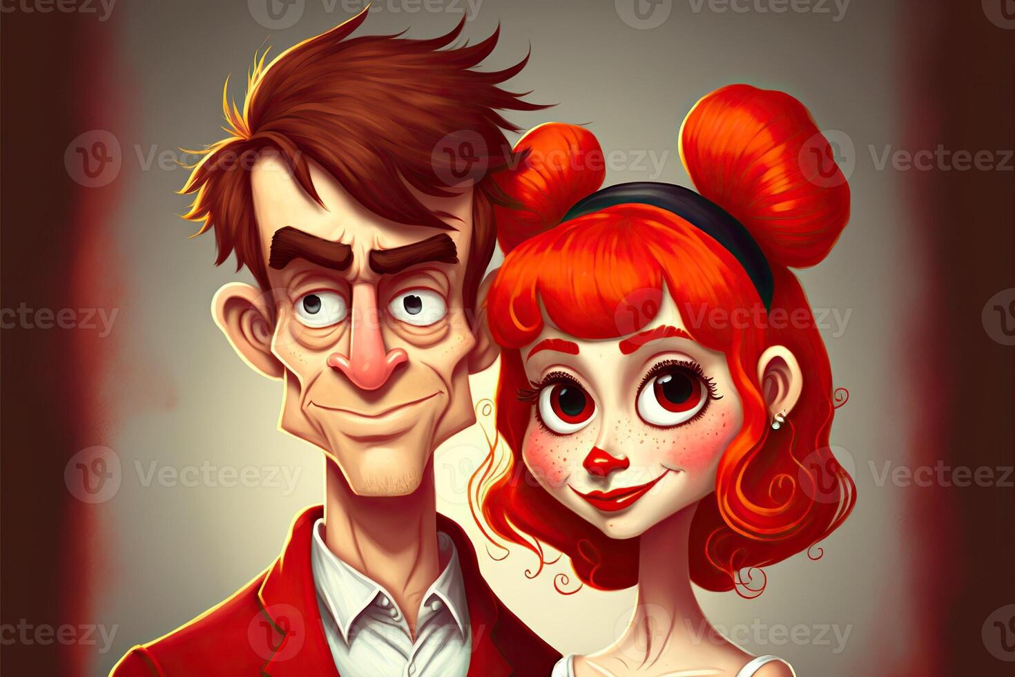 cartoon illustration of a couple on valentine's day photo