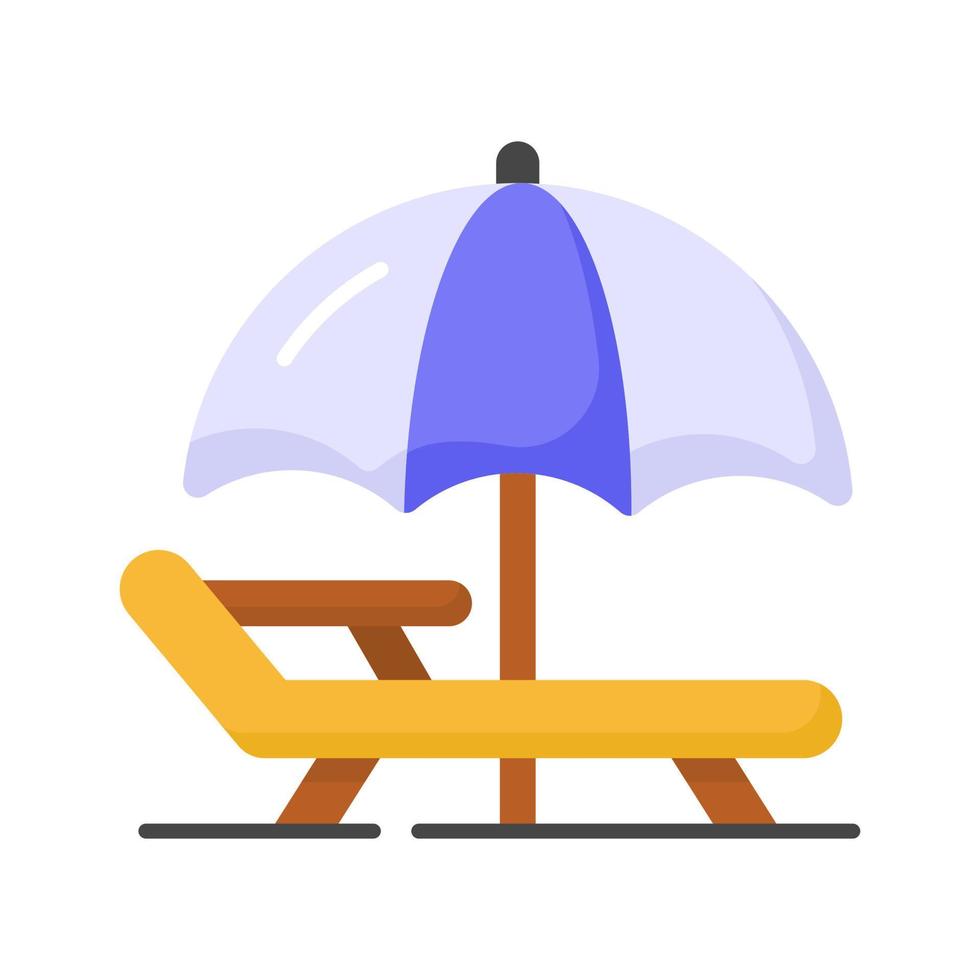 An icon of sunbed represents tanning or relaxation in the sun, premium vector design