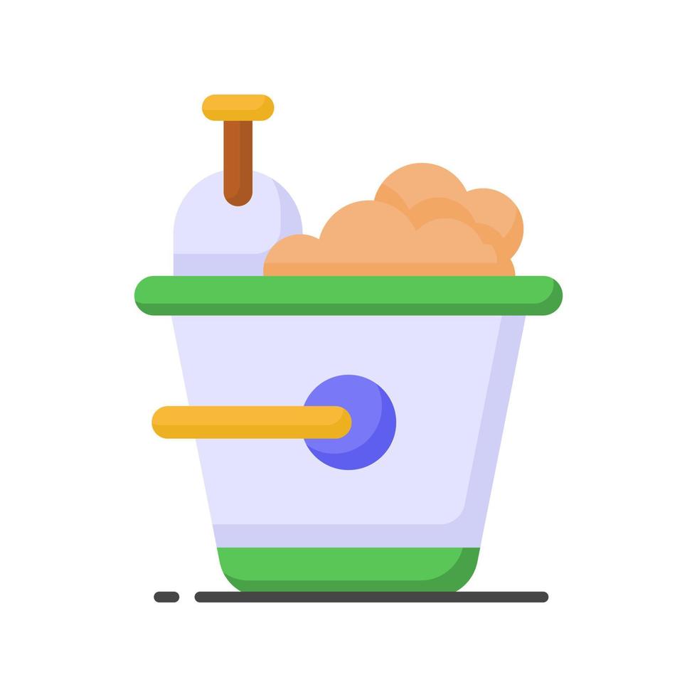 Sand bucket icon represents a small pail used for carrying and playing with sand at the beach or in a sandbox vector