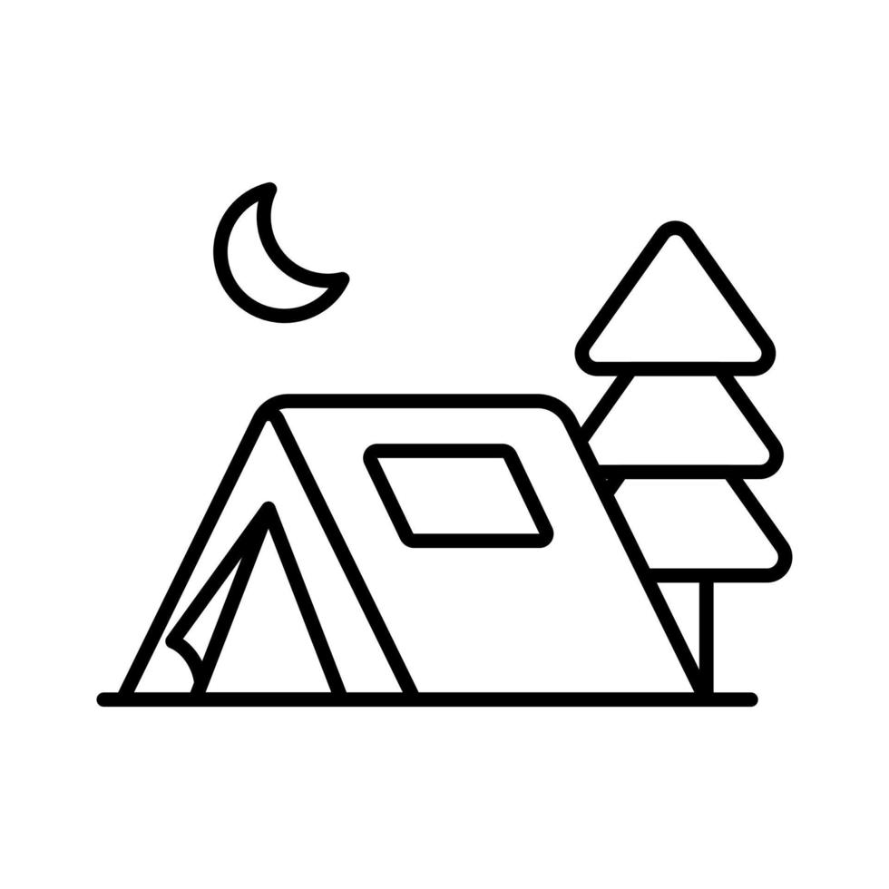 A temporary shelter made of fabric and designed for outdoor camping, providing protection from the elements and a place to sleep vector