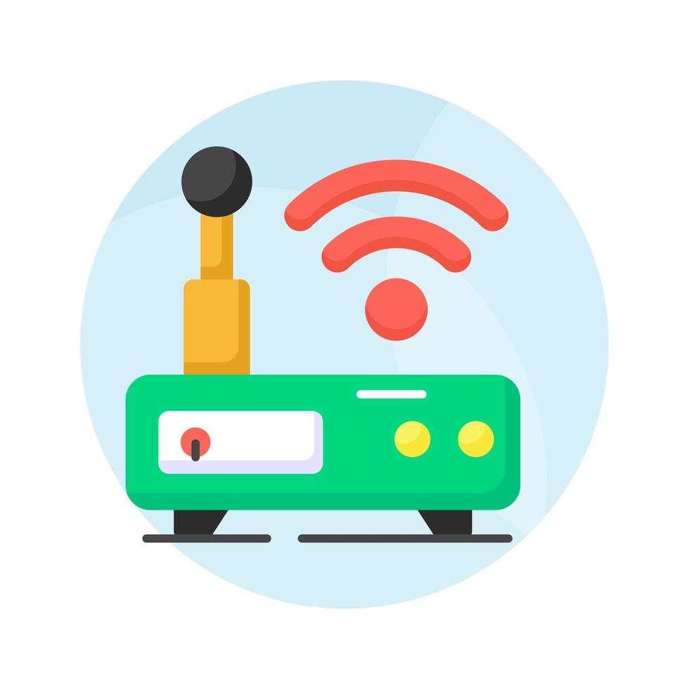 An icon of wifi router shows networking device that enables wireless communication between electronic devices and the internet vector