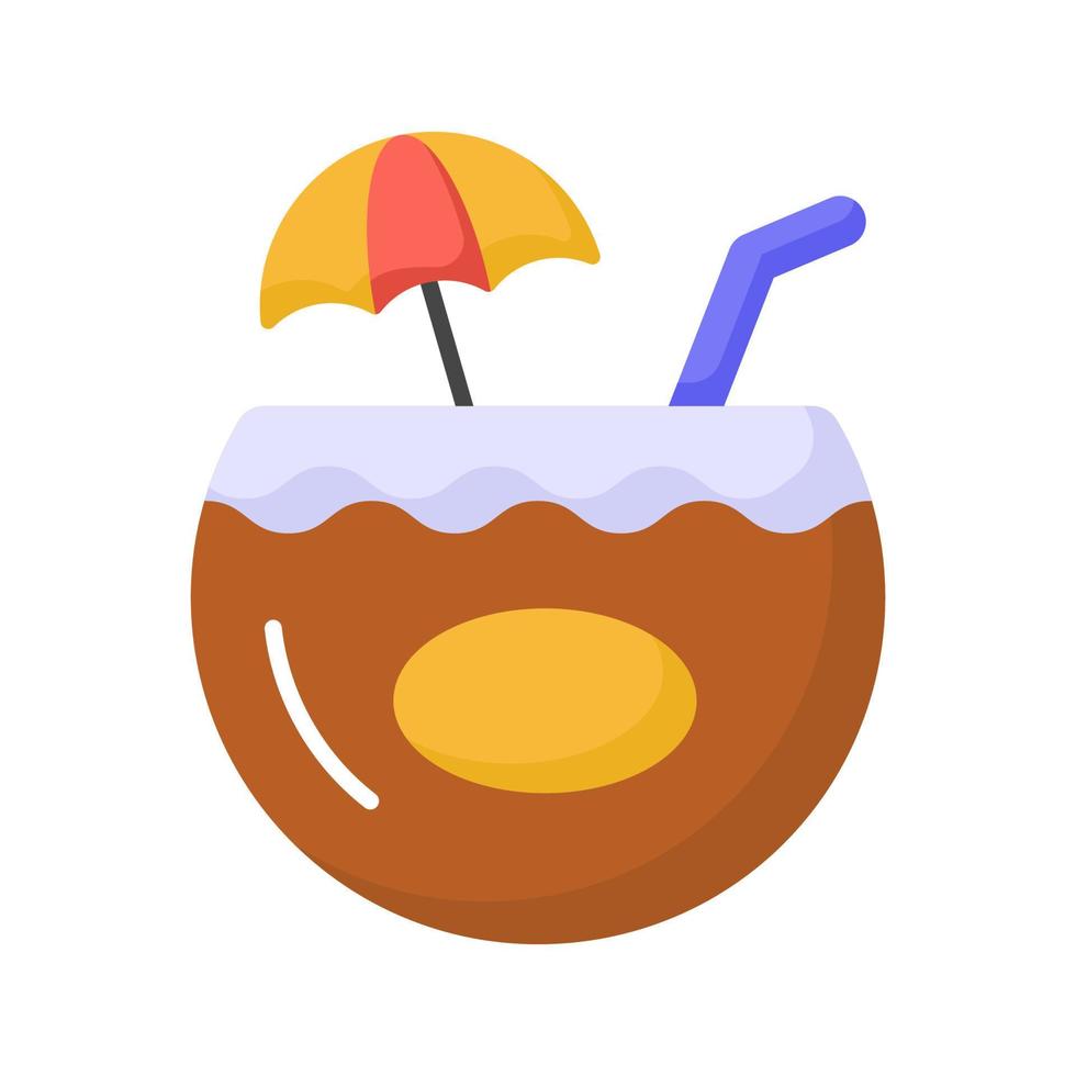 The flip flop icon is a symbol of laid-back, summertime leisure and relaxation, premium vector of coconut drink