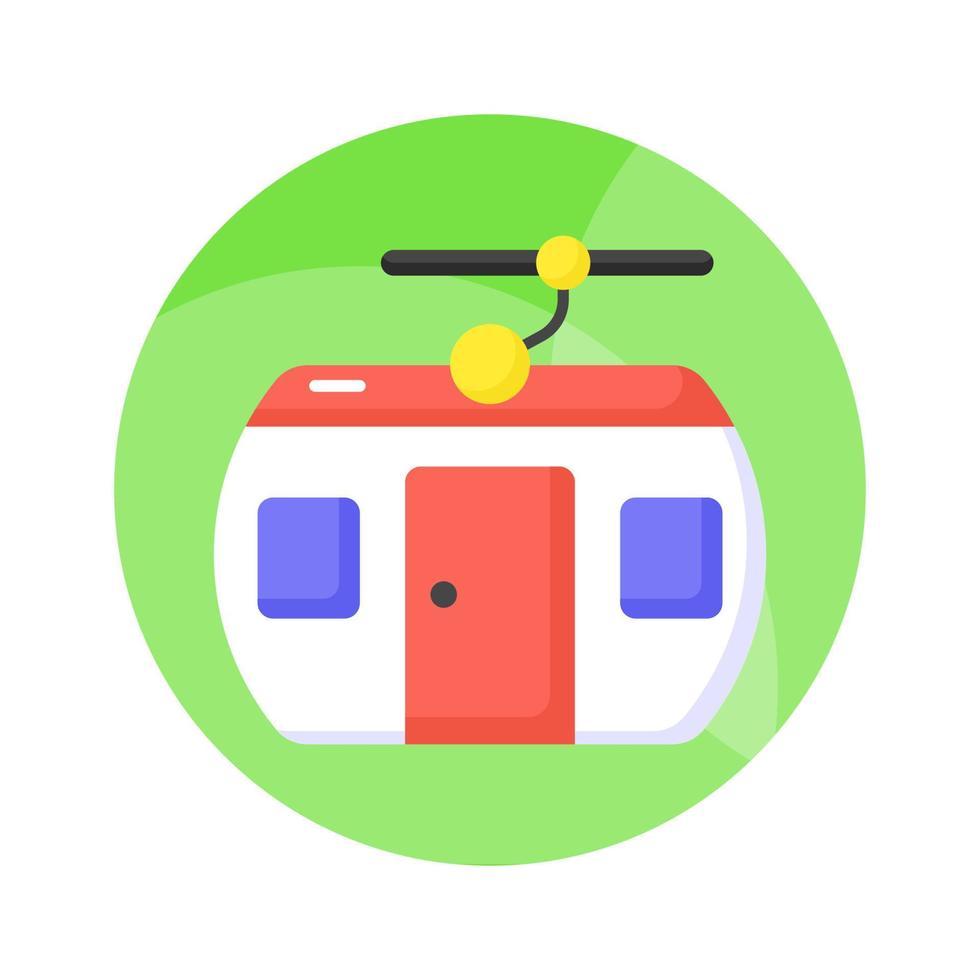Cable car vector denoting transportation that uses cables to pull tram-like vehicles up and down steep hills or inclines