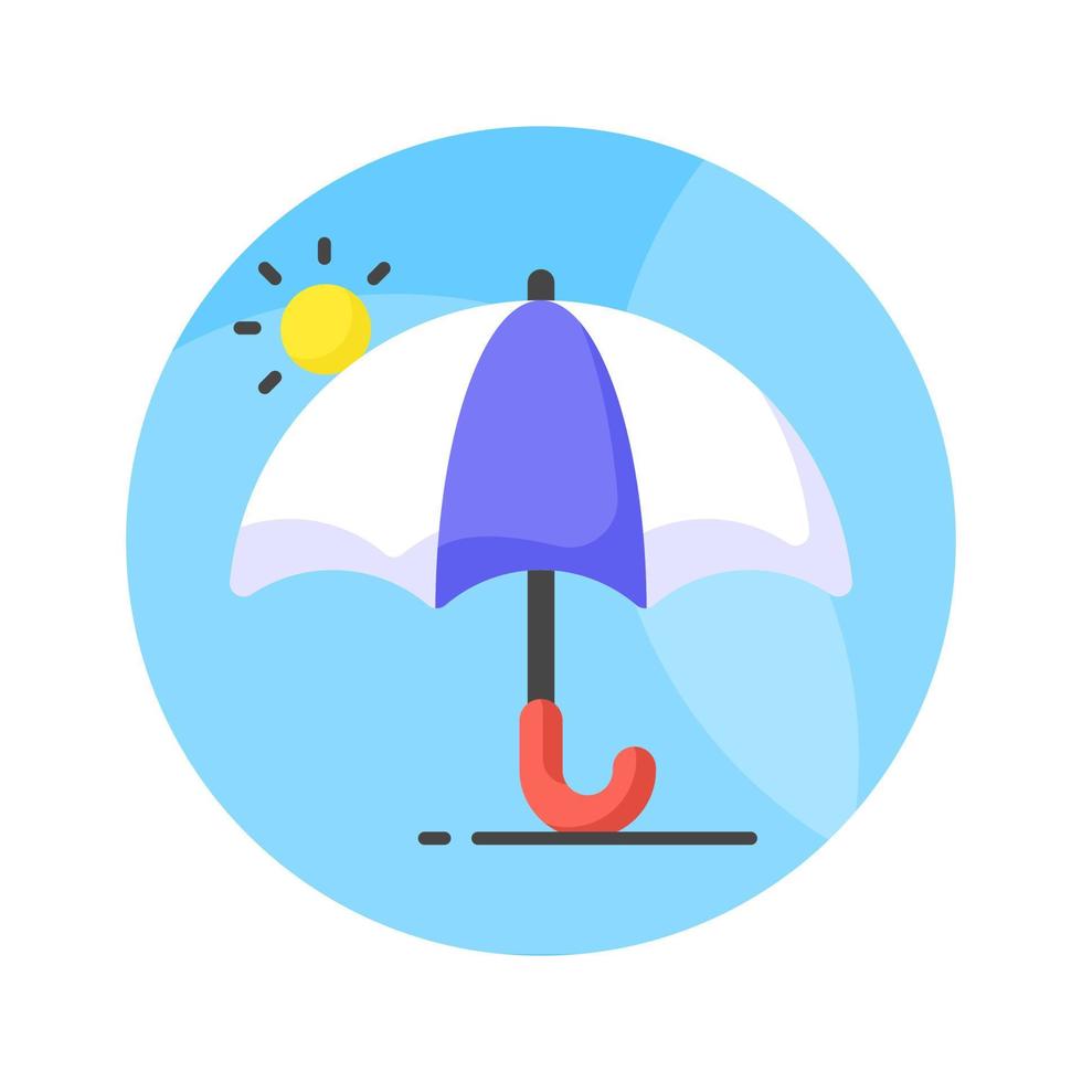 An umbrella icon represents protection from rain or sun, modern vector of sunshade