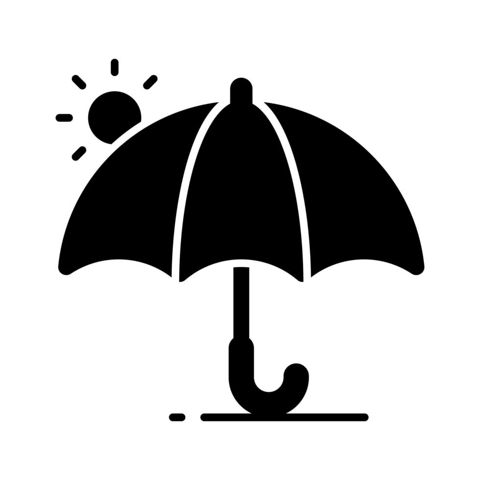 An umbrella icon represents protection from rain or sun, modern vector of sunshade