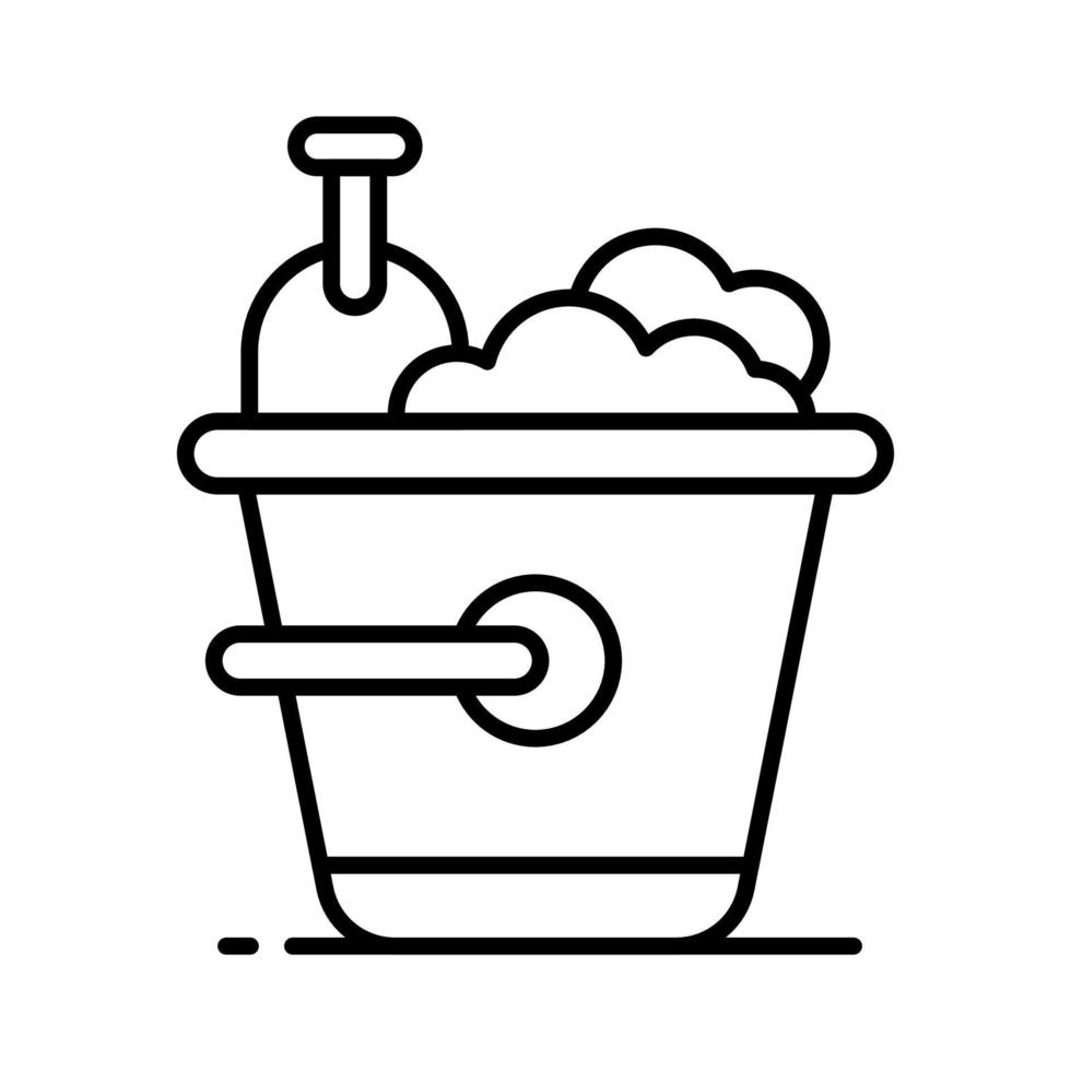 Sand bucket icon represents a small pail used for carrying and playing with sand at the beach or in a sandbox vector