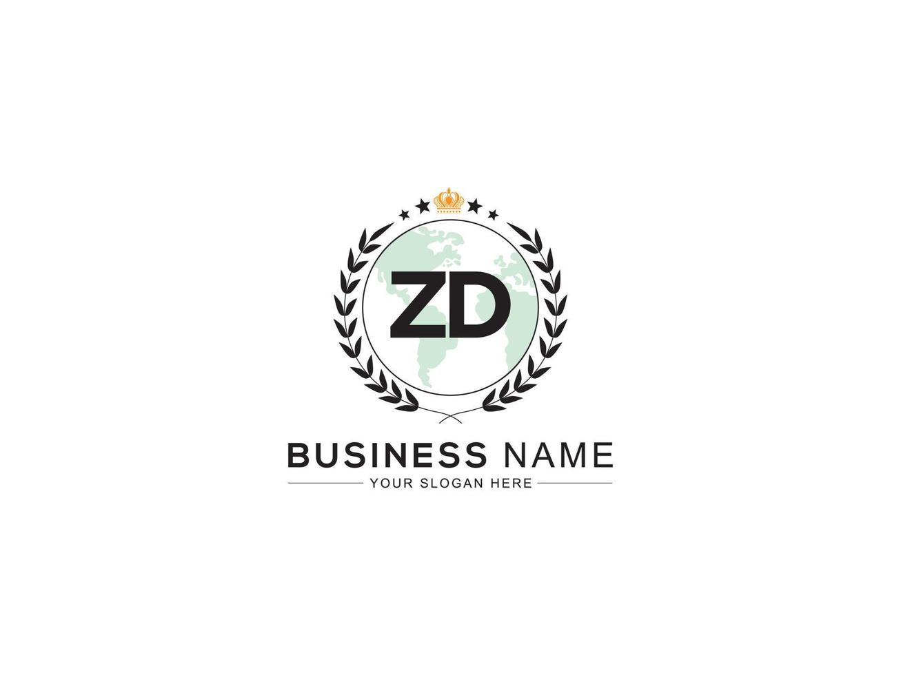 Creative Zd Royal Logo, Minimalist ZD Logo Letter Crown Design For You vector