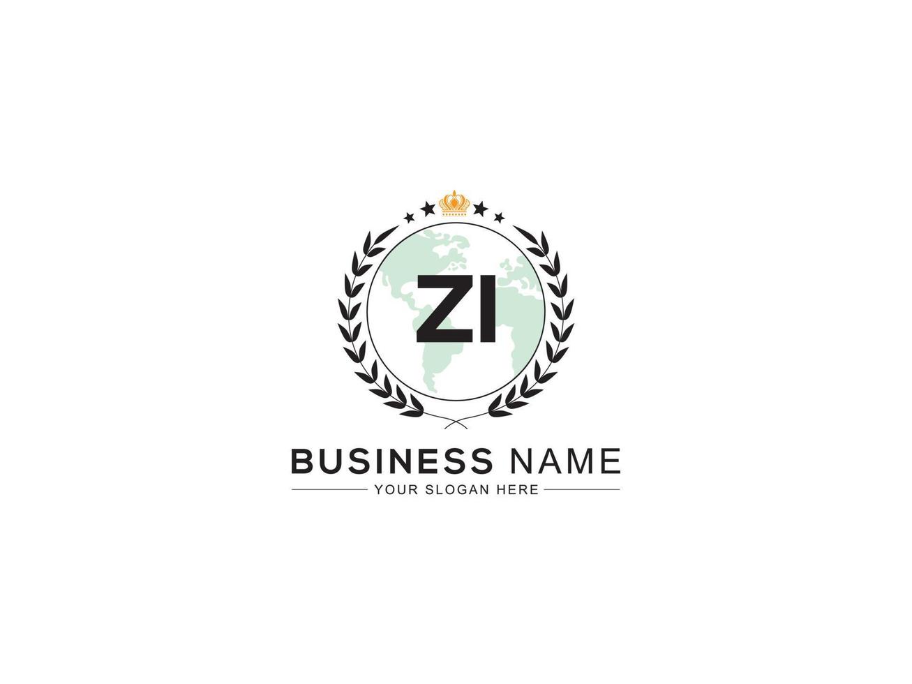 Creative Zi Royal Logo, Minimalist ZI Logo Letter Crown Design For You vector