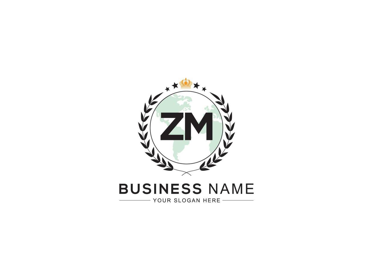 Creative Zm Royal Logo, Minimalist ZM Logo Letter Crown Design For You vector