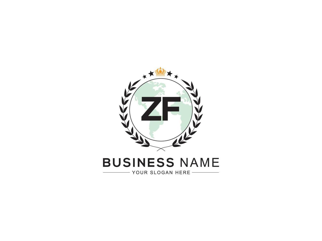 Creative Zf Royal Logo, Minimalist ZF Logo Letter Crown Design For You vector