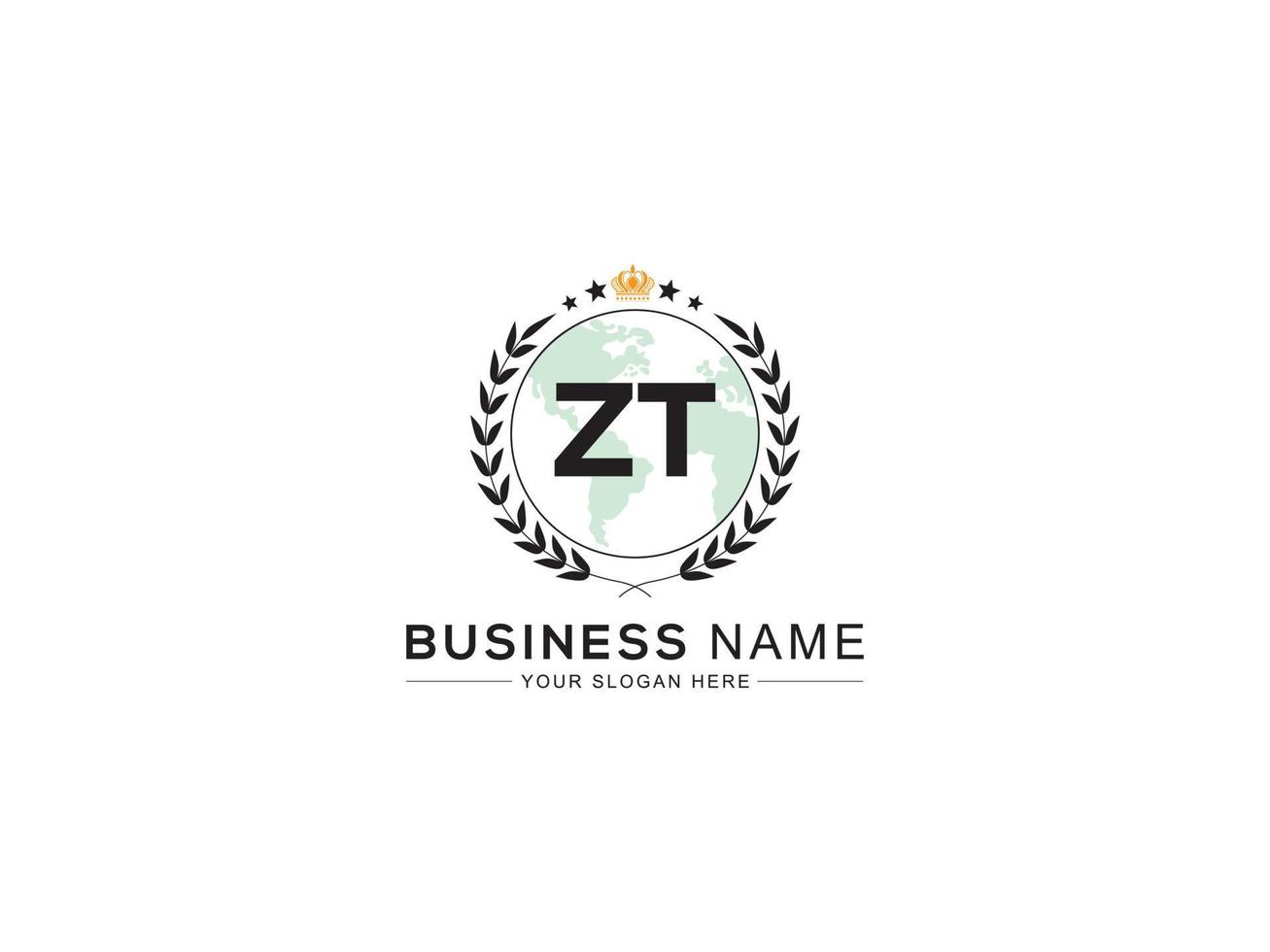 Creative Zt Royal Logo, Minimalist ZT Logo Letter Crown Design For You vector