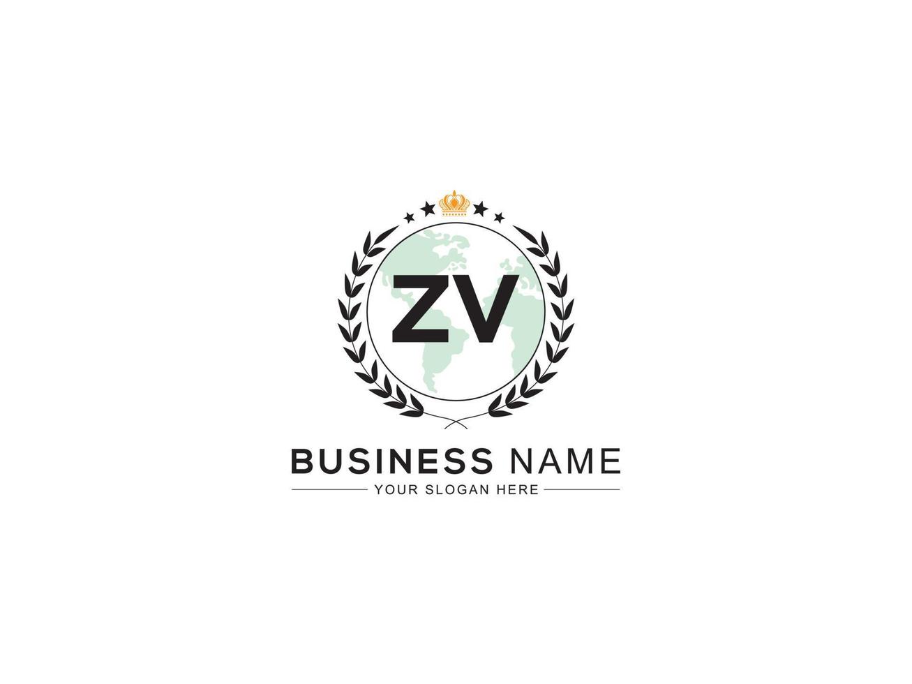 Creative Zv Royal Logo, Minimalist ZV Logo Letter Crown Design For You vector