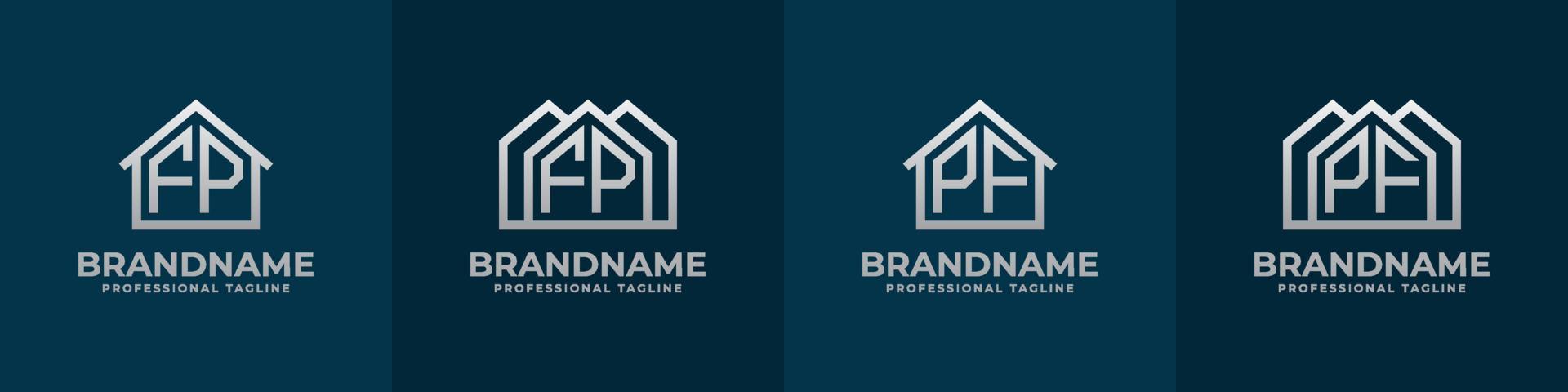Letter FP and PF Home Logo Set. Suitable for any business related to house, real estate, construction, interior with FP or PF initials. vector