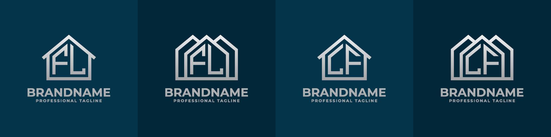 Letter FL and LF Home Logo Set. Suitable for any business related to house, real estate, construction, interior with FL or LF initials. vector
