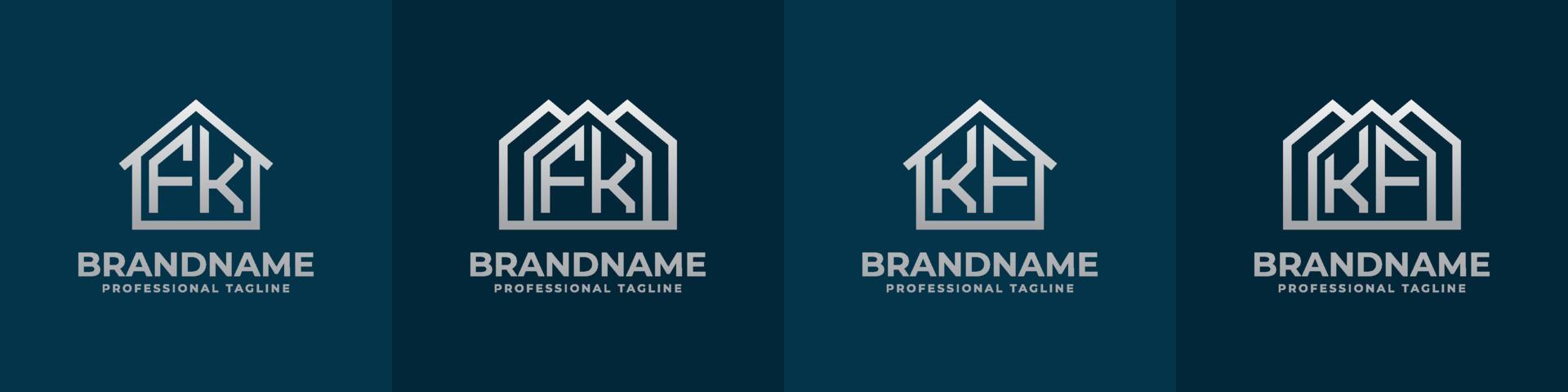 Letter FK and KF Home Logo Set. Suitable for any business related to house, real estate, construction, interior with FK or KF initials. vector