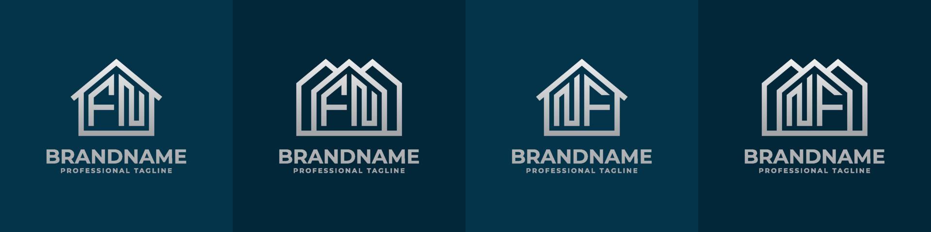 Letter FN and NF Home Logo Set. Suitable for any business related to house, real estate, construction, interior with FN or NF initials. vector