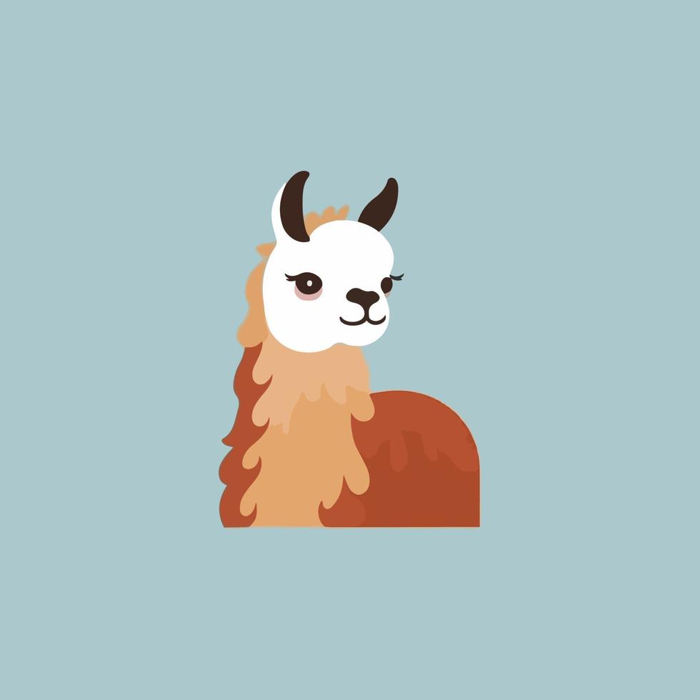 Llama cartoon alpaca.  Lama animal vector isolated illustration.  Cute cute hand drawn art.  Design for card, sticker, textile fabric, t shirt.  Kids, modern trendy style kids