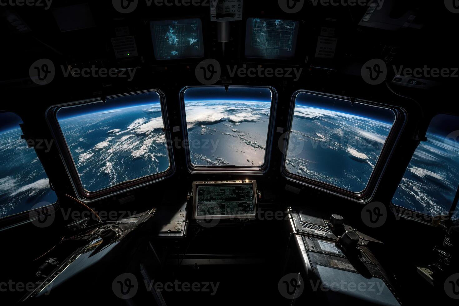 View from the window of the spaceship to planet Earth, . photo