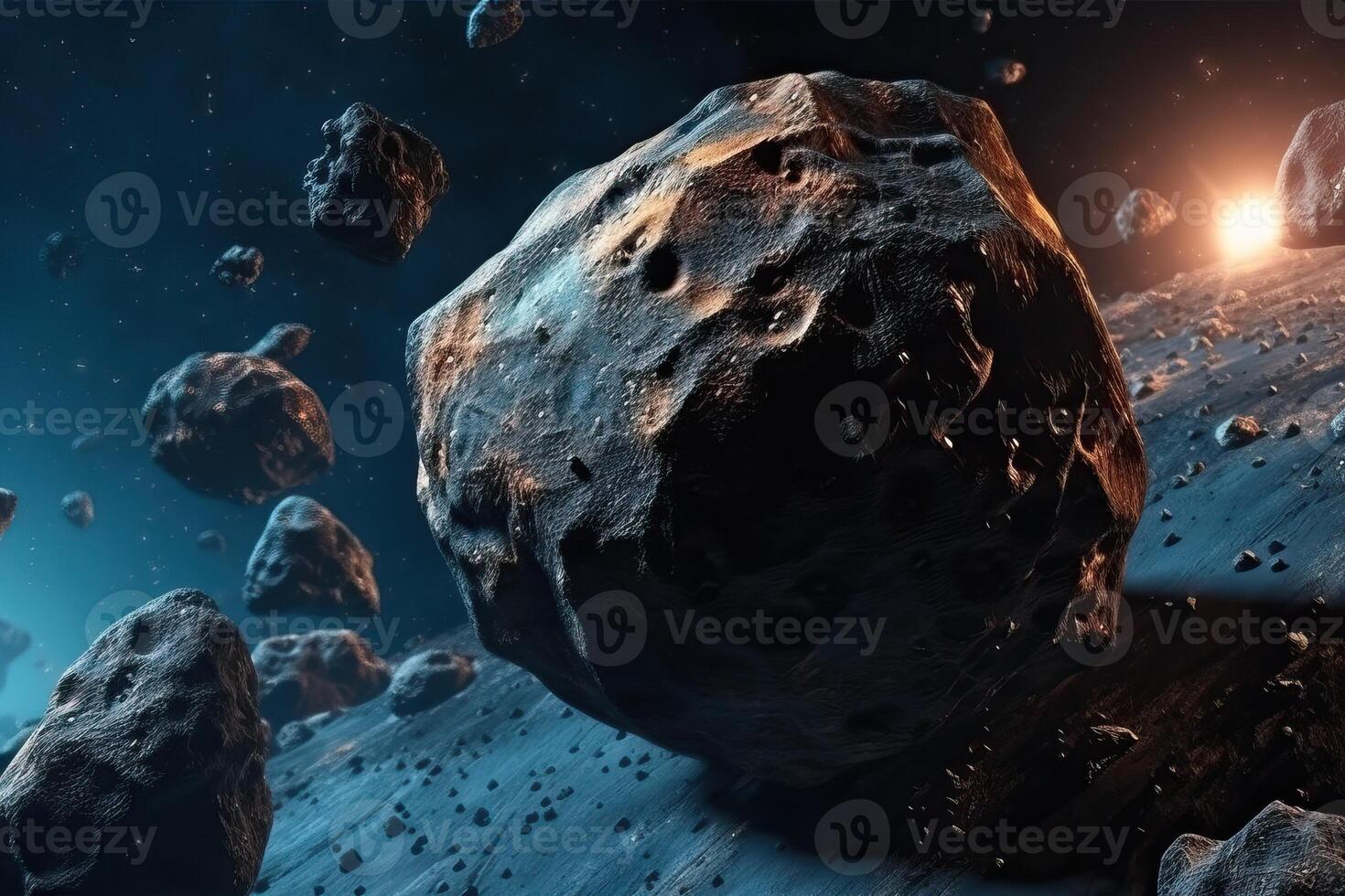 Stones of meteorites, asteroids on the surface of the planet, . photo