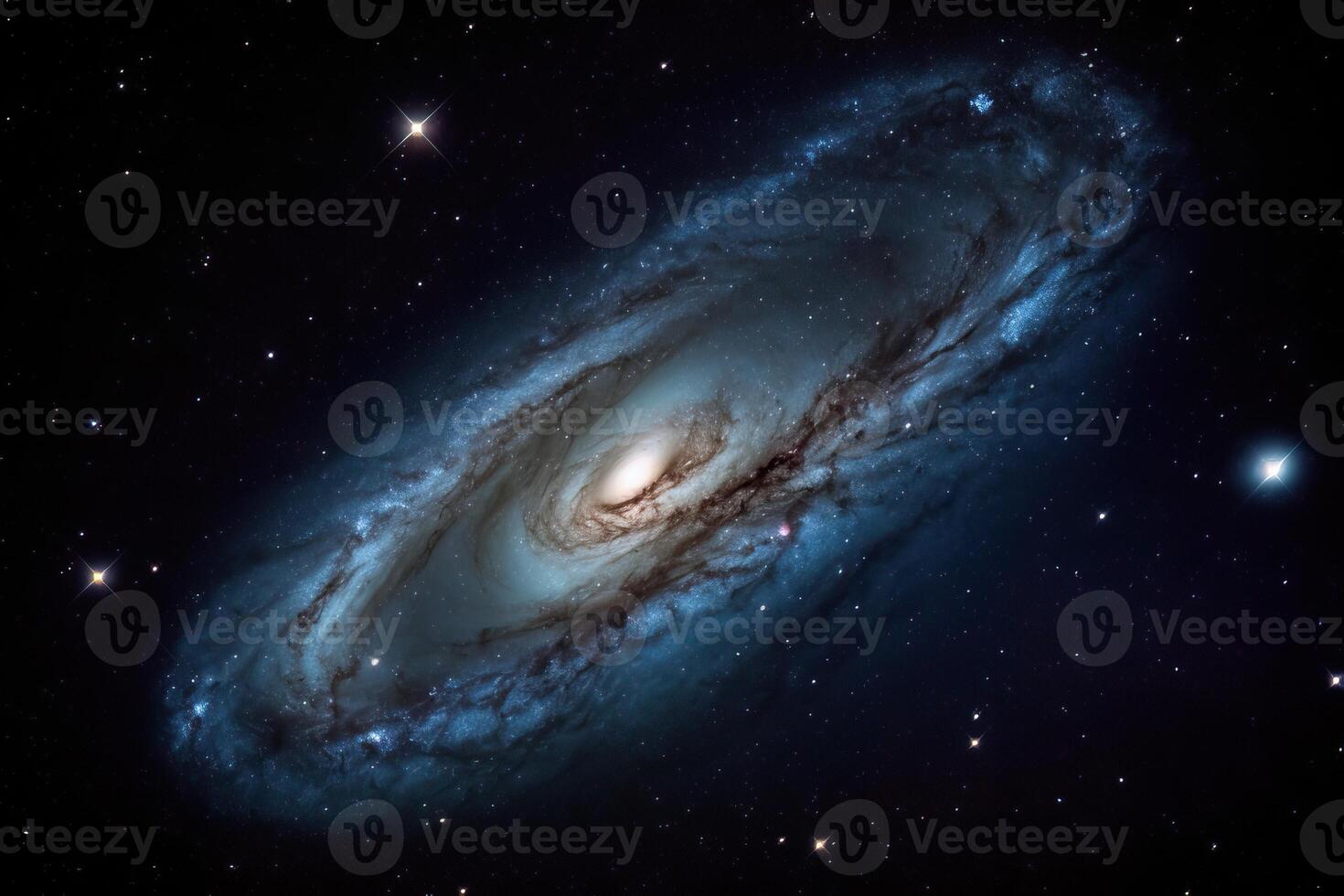 A spiral galaxy somewhere far in space, astronomical research on earth, . photo