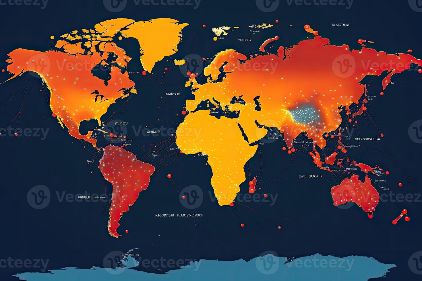 World map with weather forecast application. photo