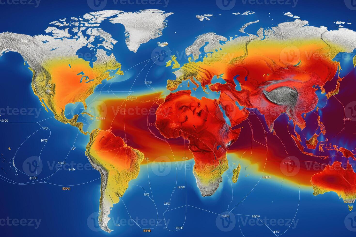 World map with weather forecast application. photo