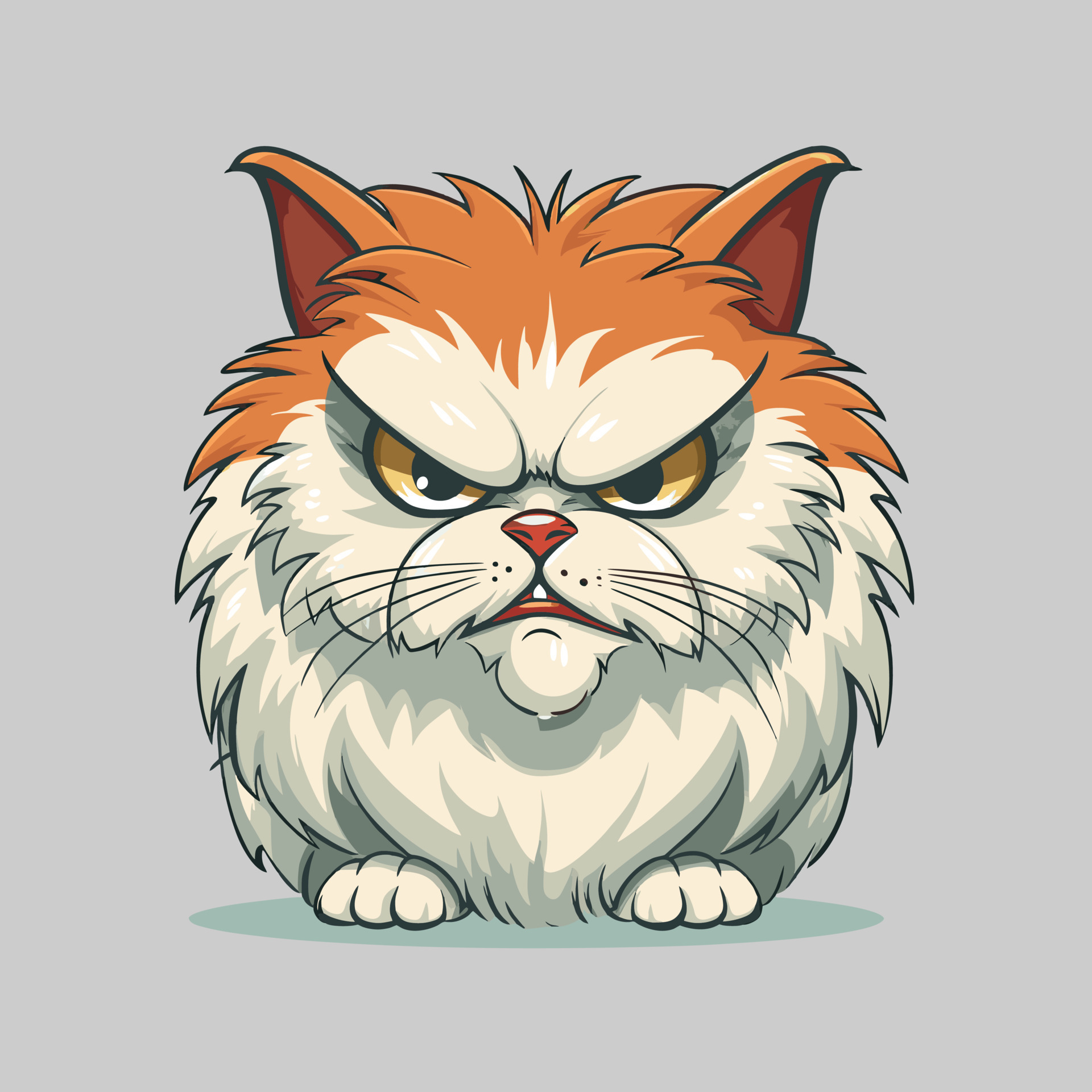 portrait of angry cat. cute grey cat face. vector illustration. 21687862  Vector Art at Vecteezy
