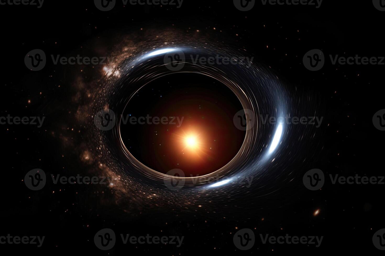 Black hole illustration in outer space. Supermassive singularity. photo