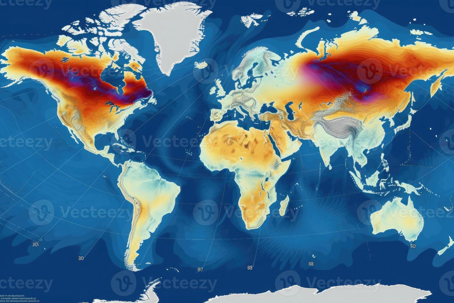 World map with weather forecast application. photo