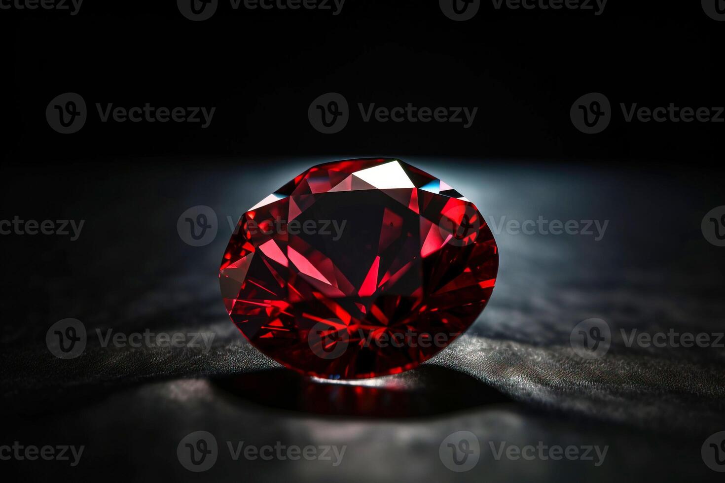 Red diamond is a rare precious natural geological stone on a black background in low key. . photo
