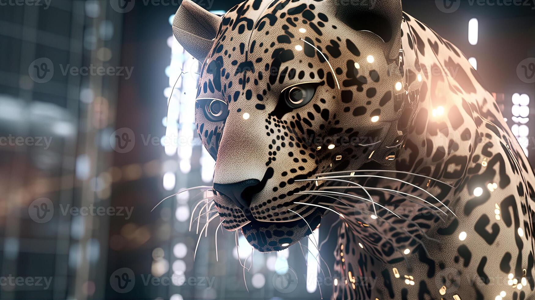 leopard virtual world, digital art illustration, photo