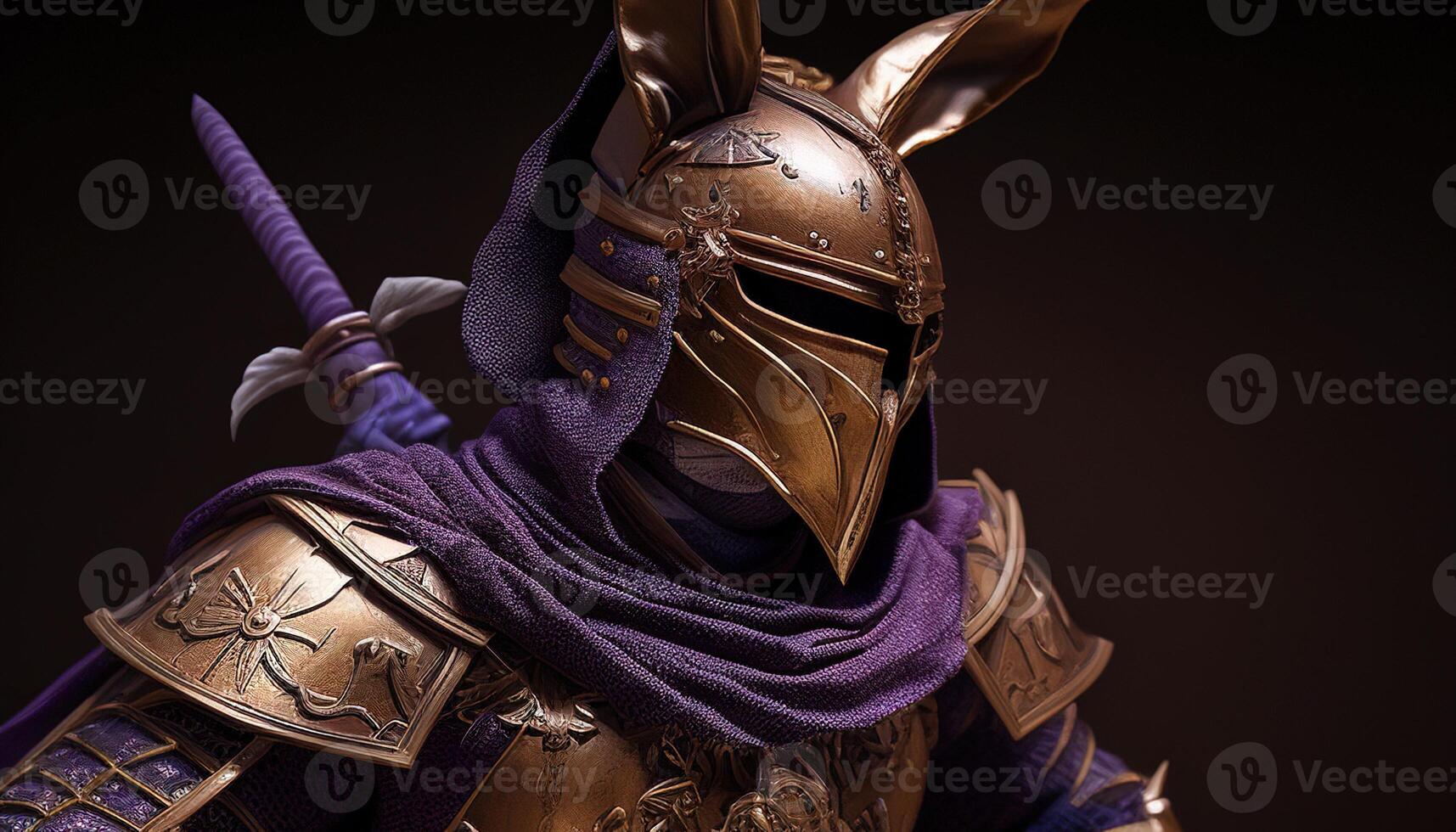 trickster rabbit warrior, digital art illustration, photo