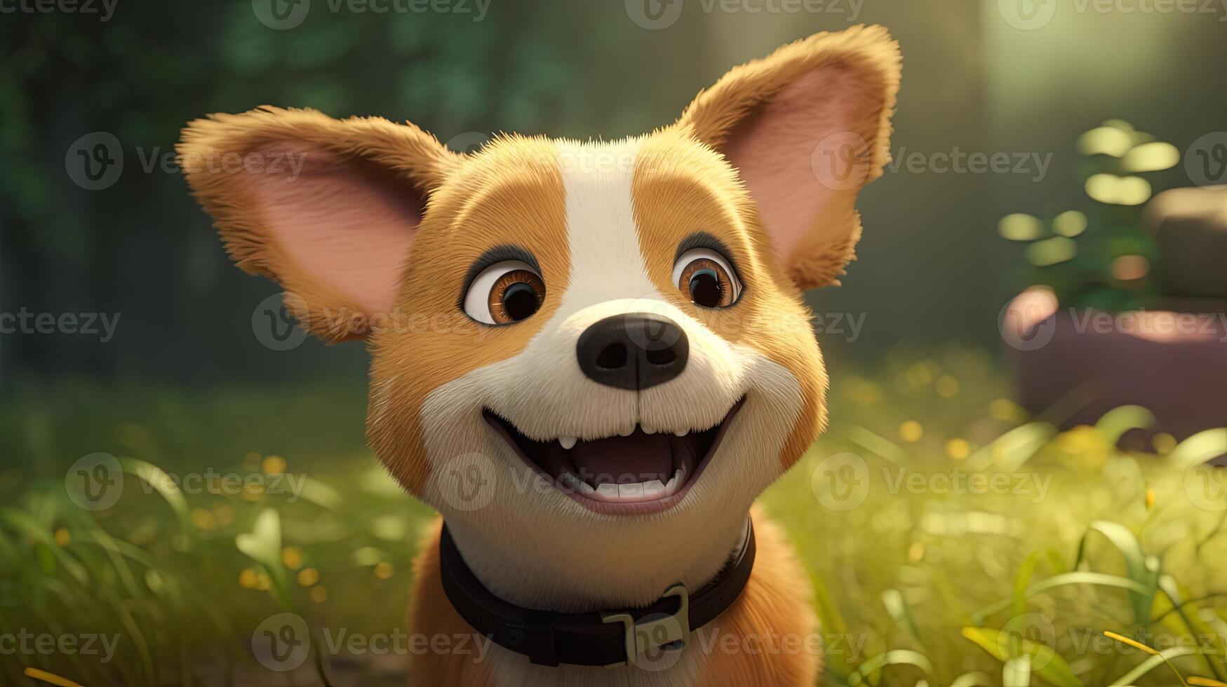 funny dog, digital art illustration, photo