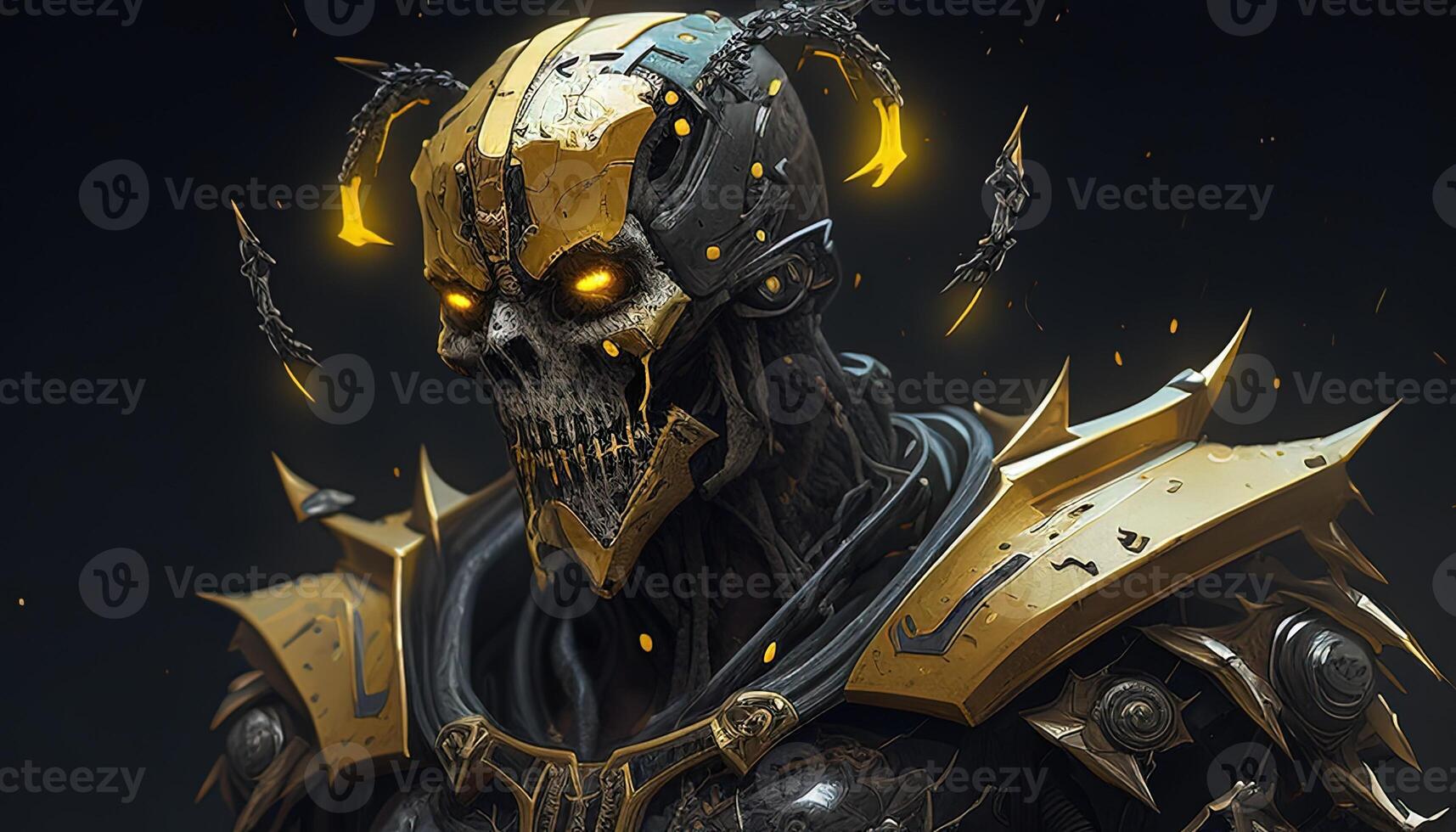 thunder skull warrior, digital art illustration, photo