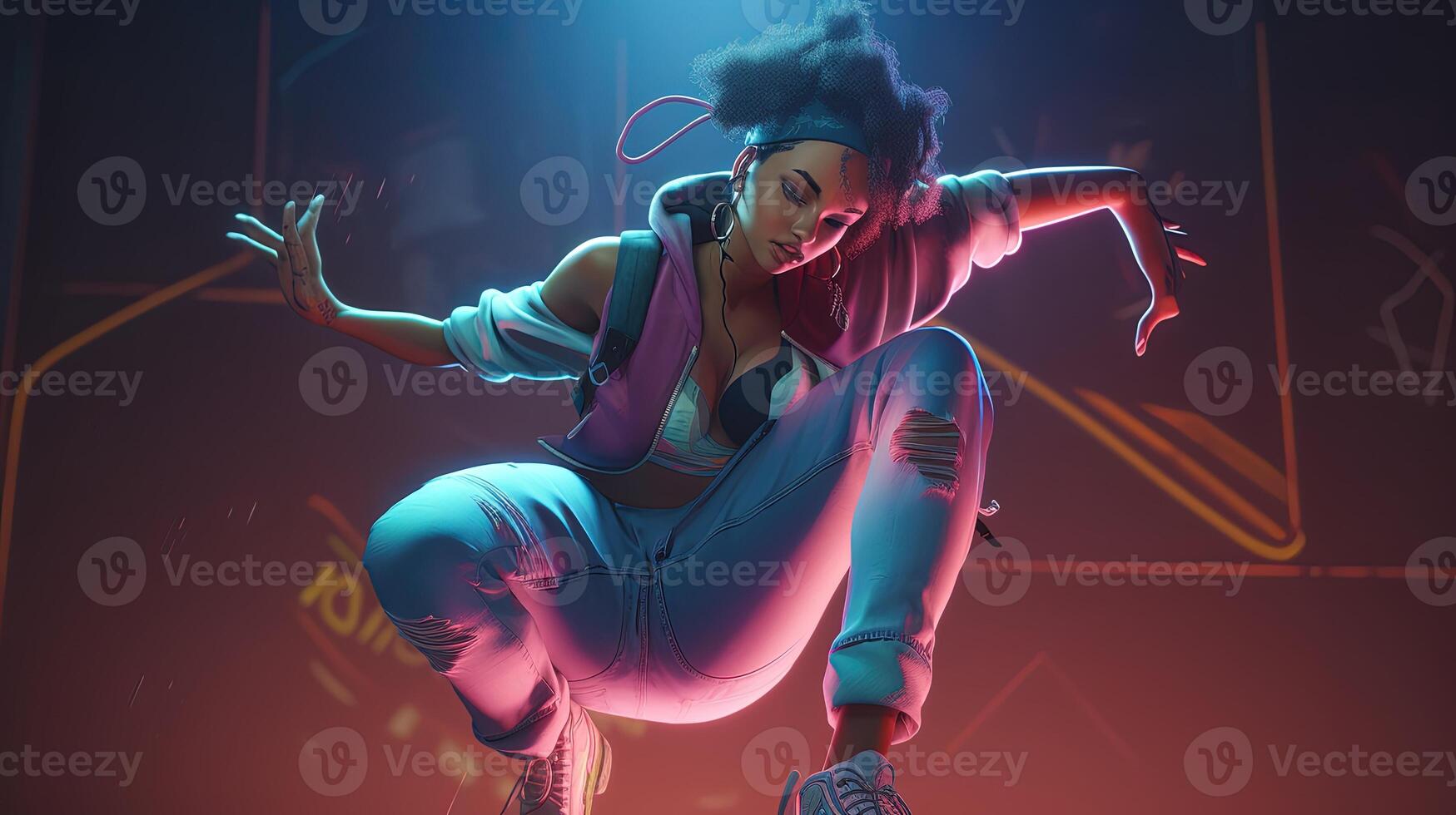 hip hop dancer, digital art illustration, photo