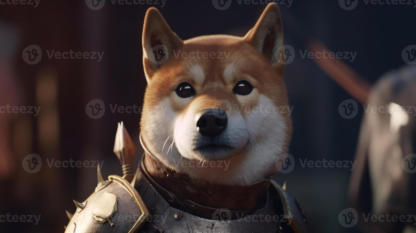 shiba inu knight, digital art illustration, photo