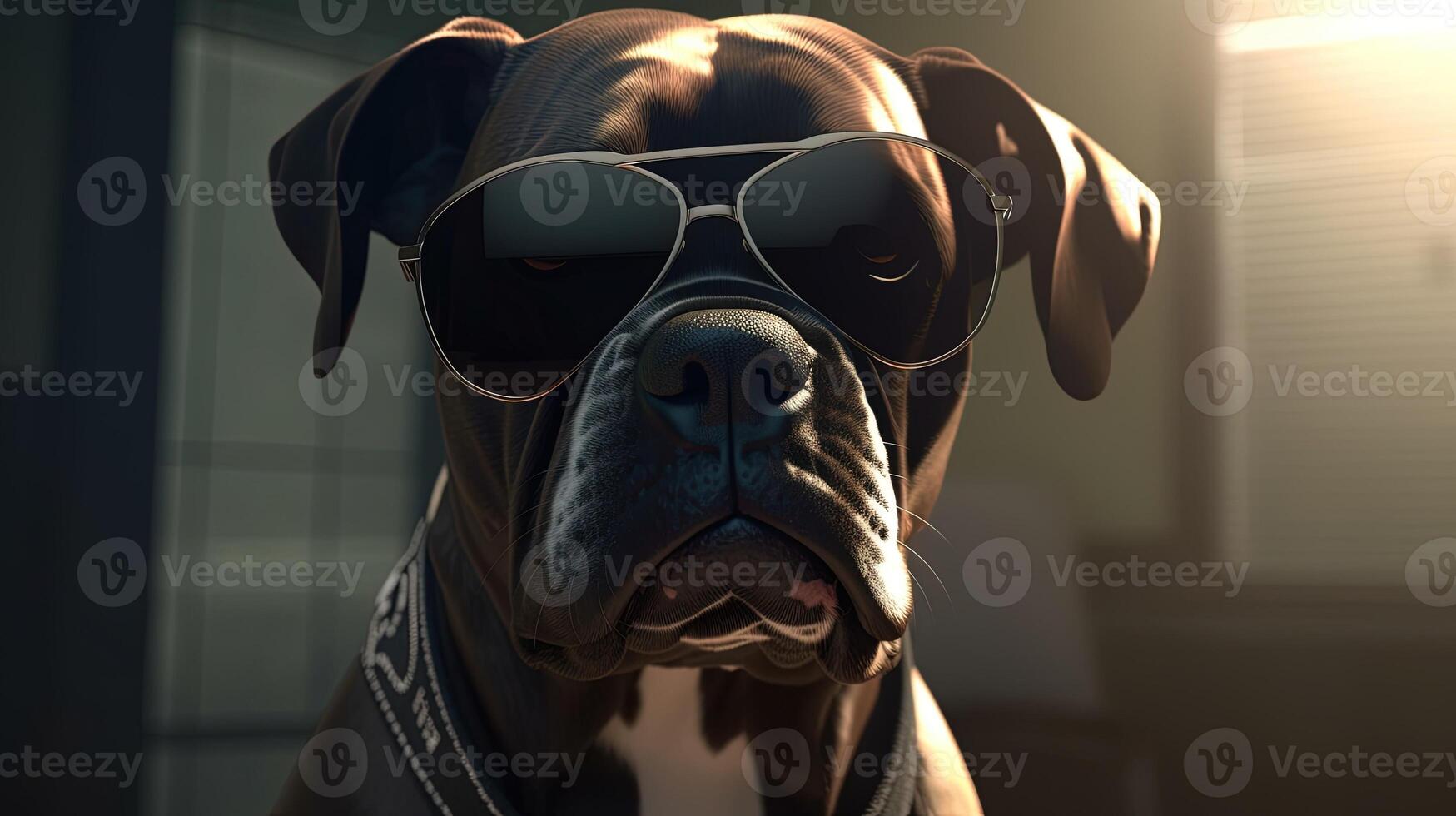 cool boxer dog sporting, digital art illustration, photo