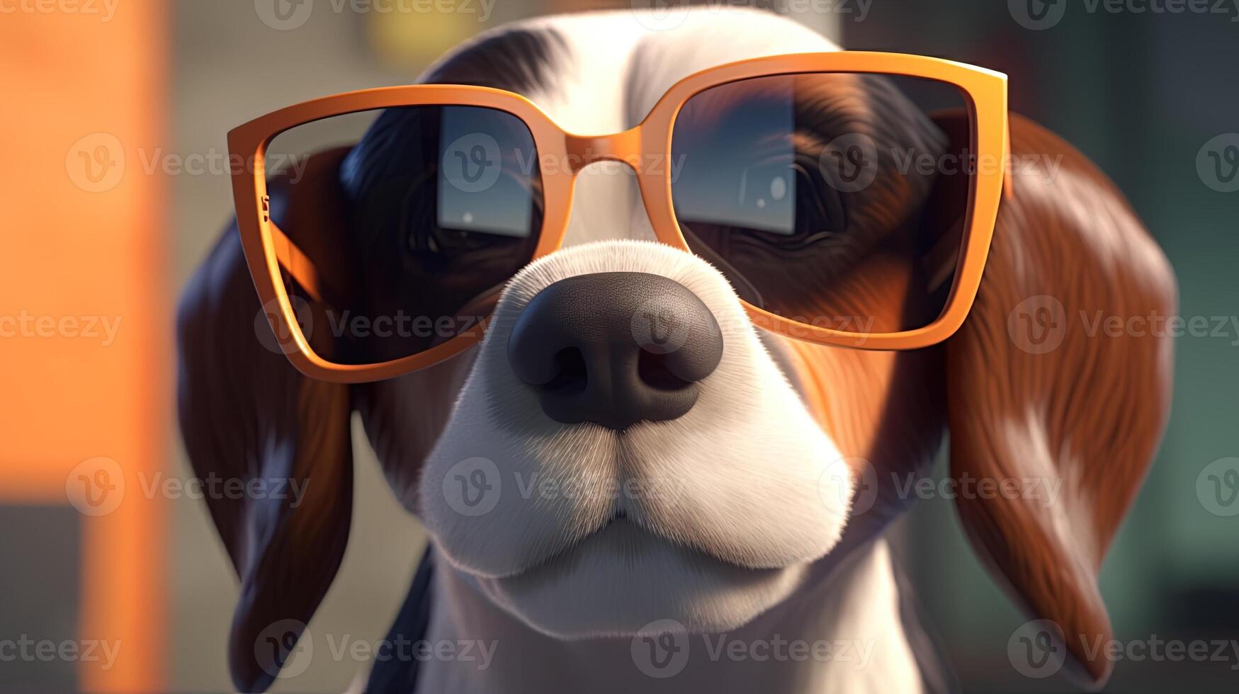 beagle in sunglasses, digital art illustration, photo